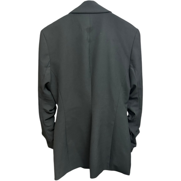 Zara Black Rouched Arm Two Button Blazer Women’s Size Medium - Picture 3 of 6